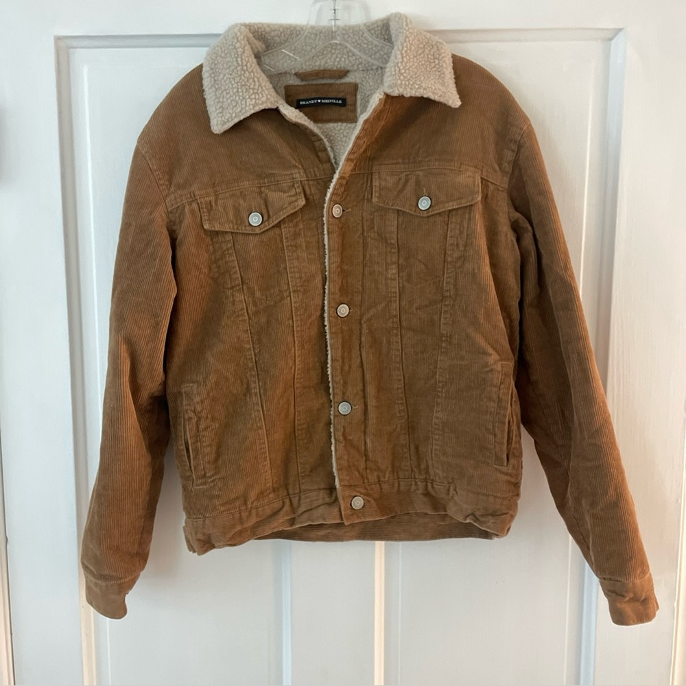 Brandy Melville Brown Corduroy Sherpa Lined Jacket Button Front